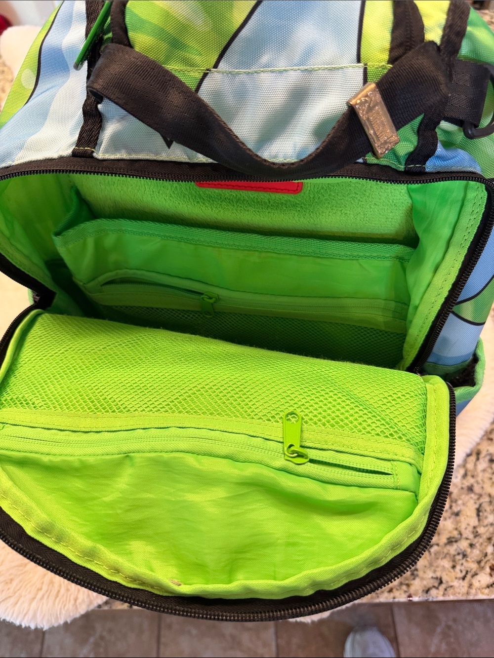 Sprayground Rick Face Backpack in Green, Black, Red, Blue - Picture 3 of 4